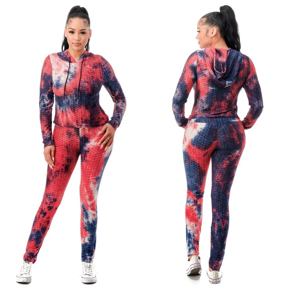 NWT Ara Sports Women's Stretchy Tie Dye 2PC Workout Set, Fitness, Gym S/M/L